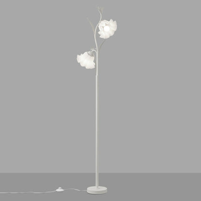 2-Light Exquisite White Floral Metal Floor Lamp