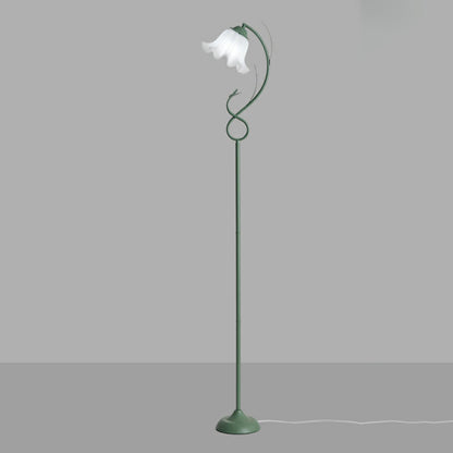 2-Light Exquisite White Floral Metal Floor Lamp