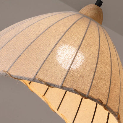 2-Light Fabric Scalloped Dome Island Pendant Light