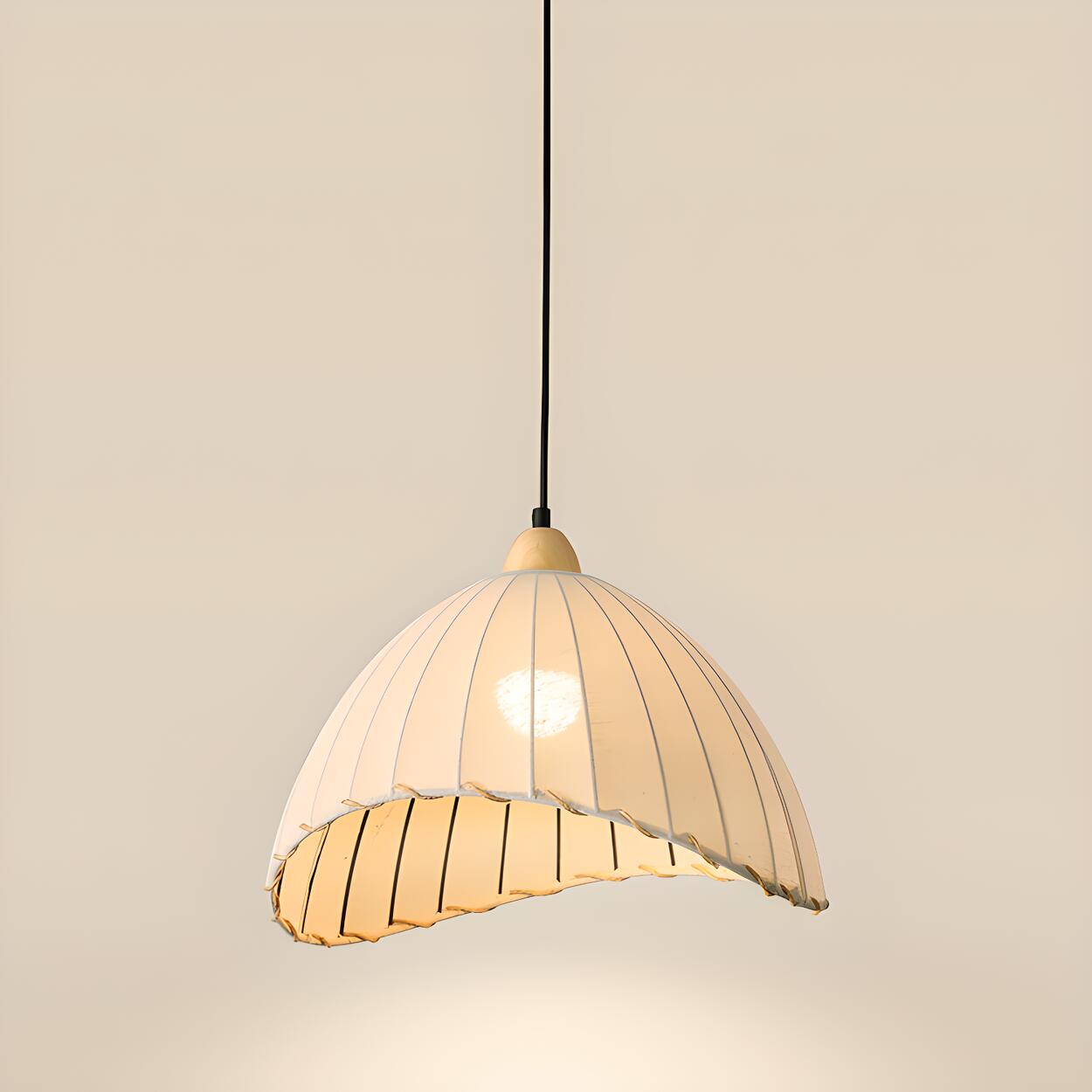 2-Light Fabric Scalloped Dome Island Pendant Light