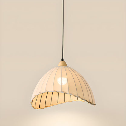 2-Light Fabric Scalloped Dome Island Pendant Light