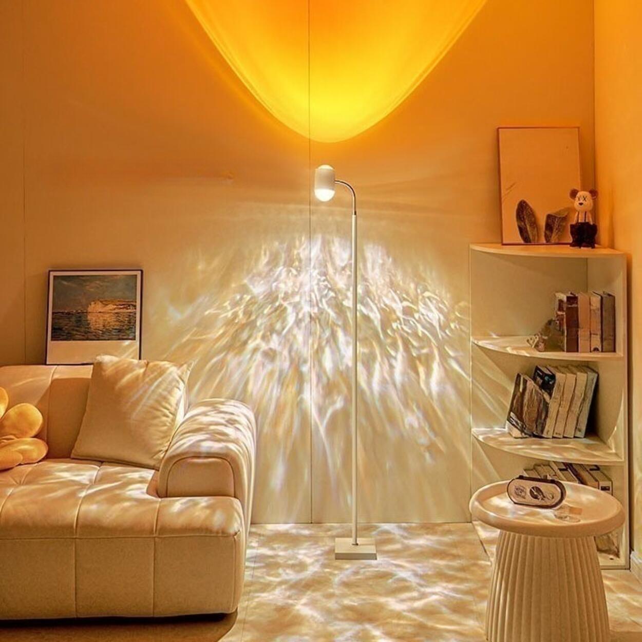 2-Light Simple Water Ripple Reading Floor Lamp