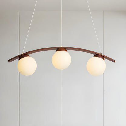 3-Light Modern Arc and Globe Island Pendant Light