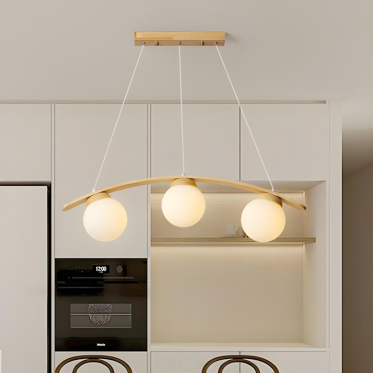 3-Light Modern Arc and Globe Island Pendant Light