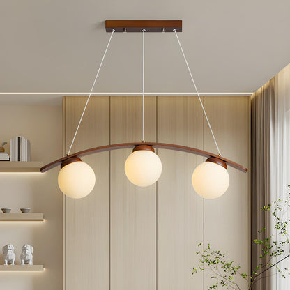 3-Light Modern Arc and Globe Island Pendant Light