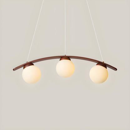 3-Light Modern Arc and Globe Island Pendant Light