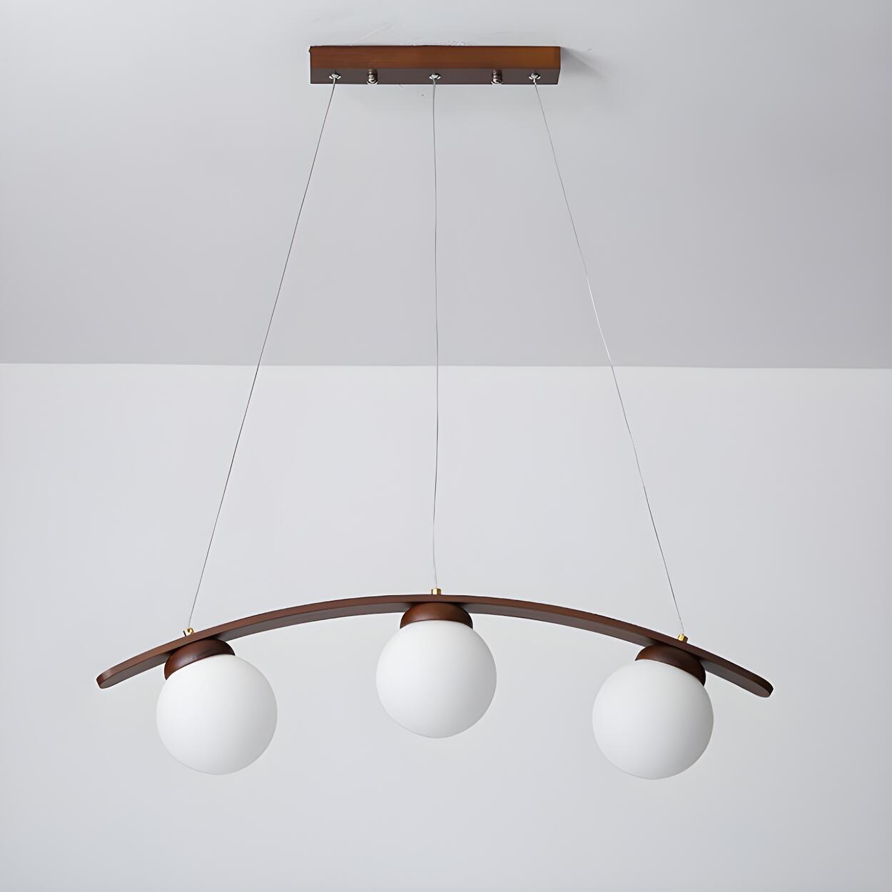 3-Light Modern Arc and Globe Island Pendant Light