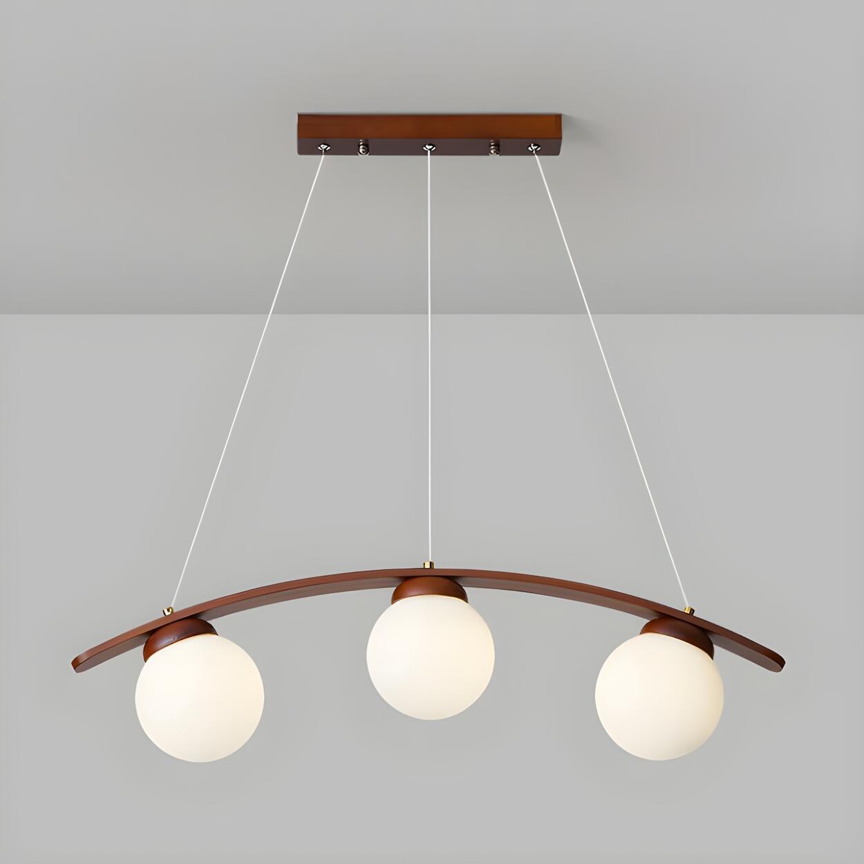 3-Light Modern Arc and Globe Island Pendant Light