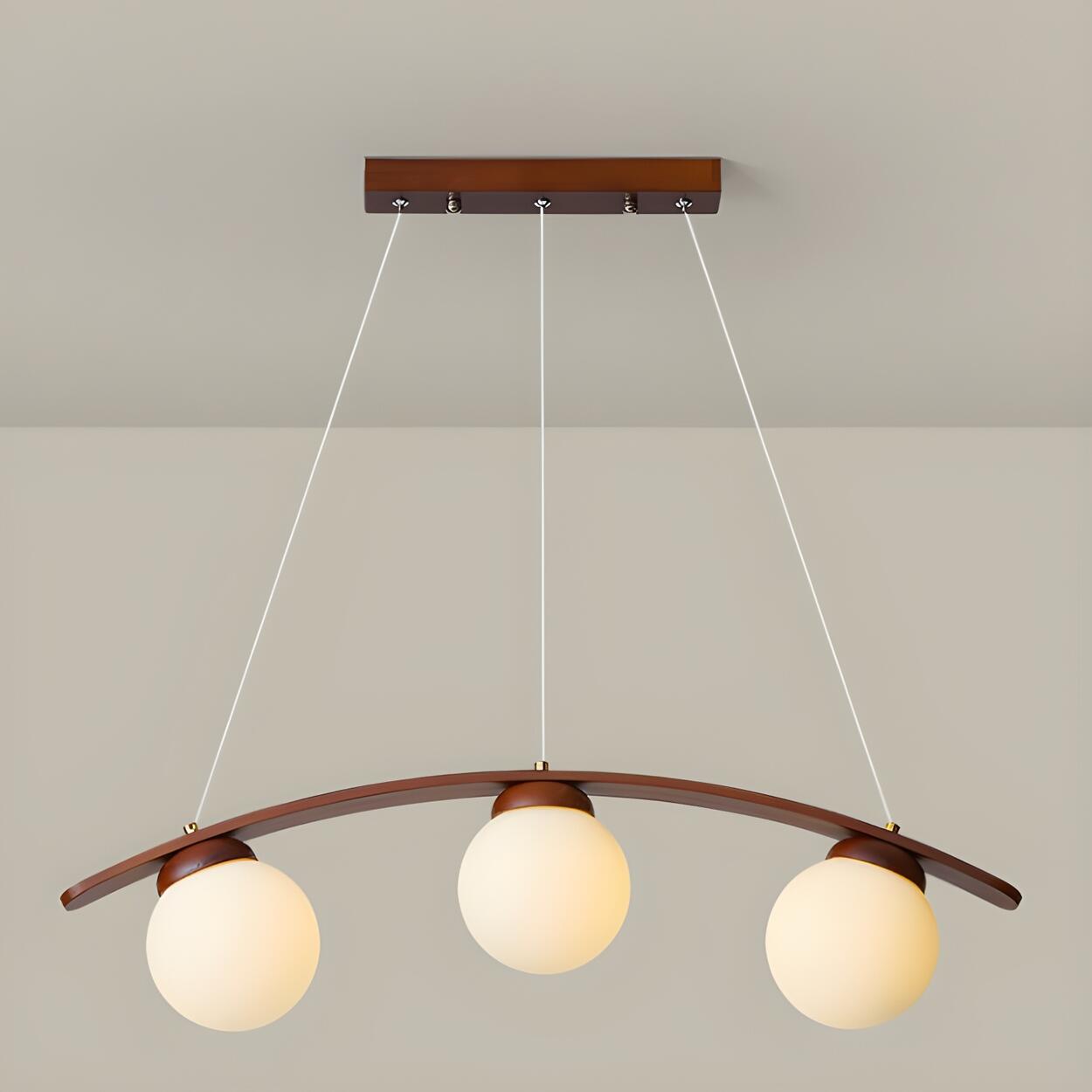 3-Light Modern Arc and Globe Island Pendant Light