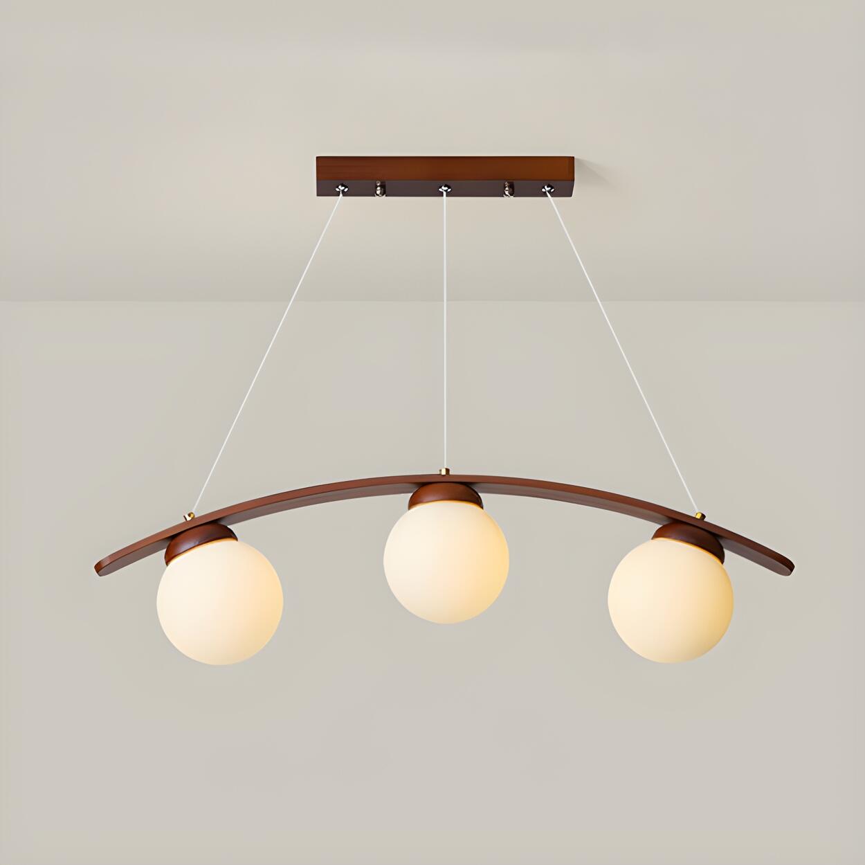 3-Light Modern Arc and Globe Island Pendant Light