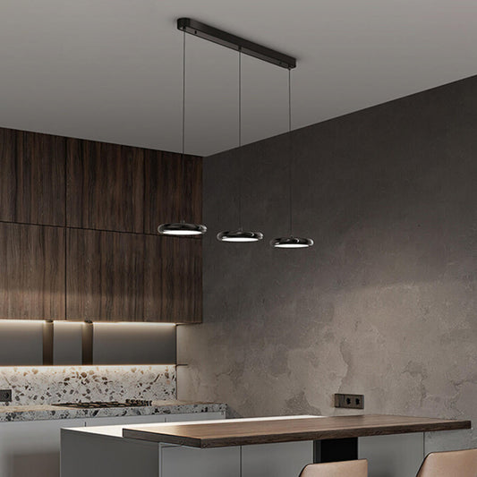 3-Light Modern Black Circular Island Pendant Light