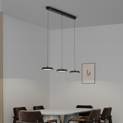 3-Light Modern Black Circular Island Pendant Light