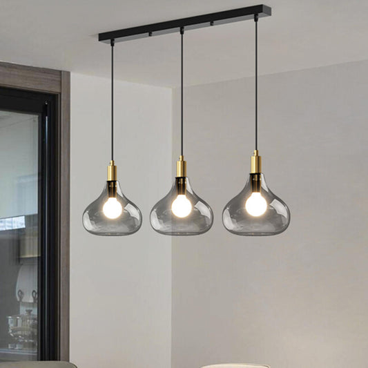 3-Light Modern Smoked Geometric Island Pendant Light