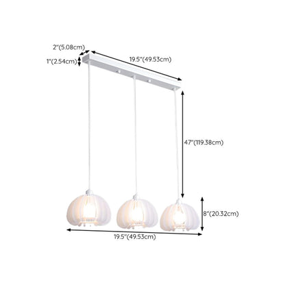 3-Light Modern White Pumpkin Island Pendant Light