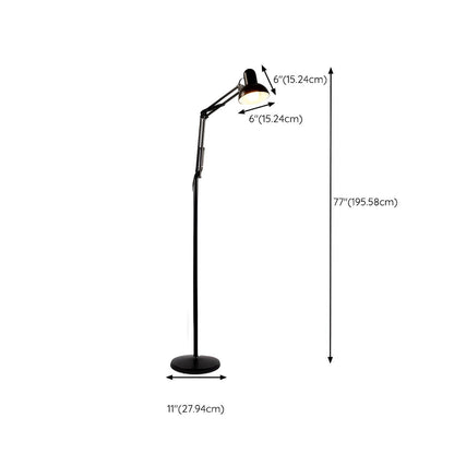 Adjustable Black Bowl Task Swing Arm Floor Lamp