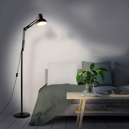 Adjustable Black Bowl Task Swing Arm Floor Lamp