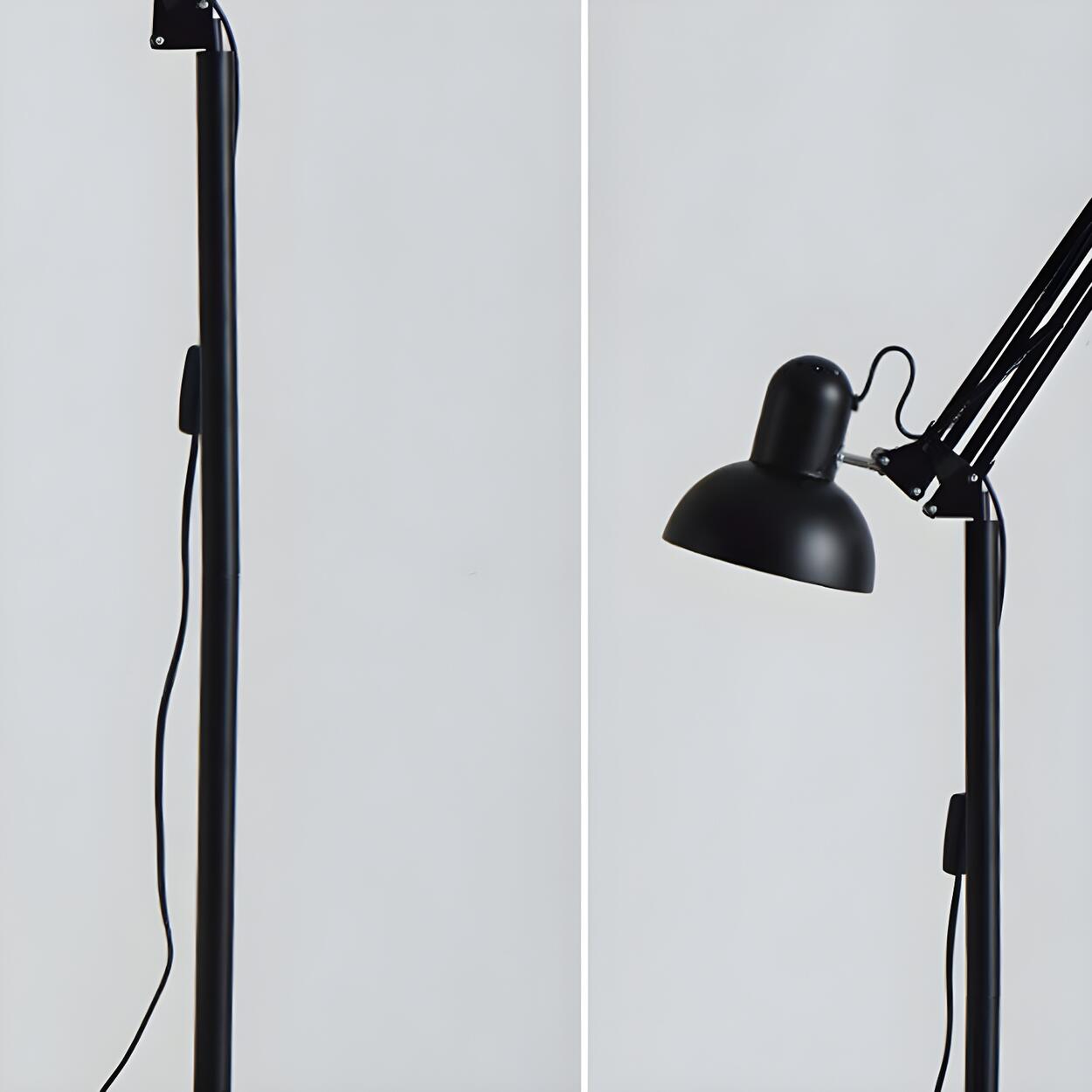 Adjustable Black Bowl Task Swing Arm Floor Lamp