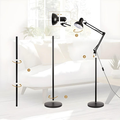 Adjustable Black Bowl Task Swing Arm Floor Lamp