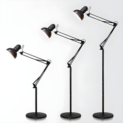 Adjustable Black Bowl Task Swing Arm Floor Lamp