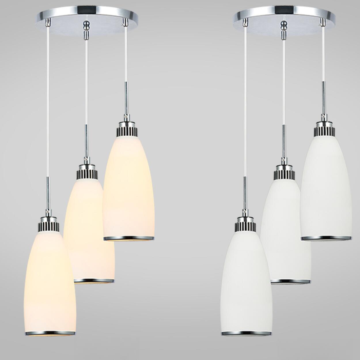 Adjustable Length Chrome Frosted Glass Pendant Light