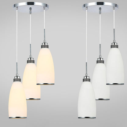 Adjustable Length Chrome Frosted Glass Pendant Light