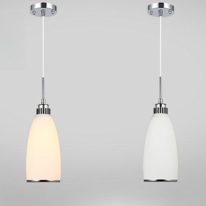 Adjustable Length Chrome Frosted Glass Pendant Light