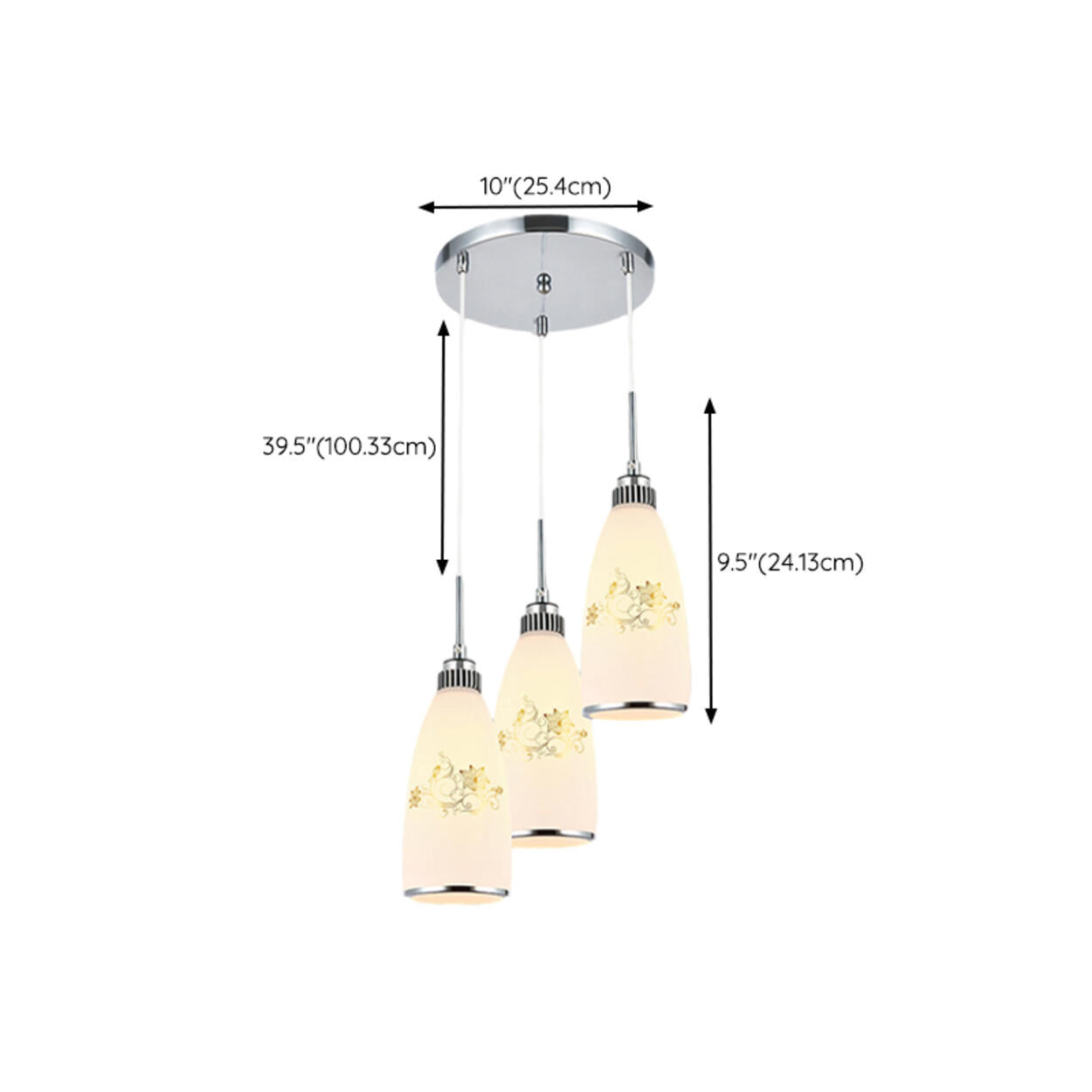 Adjustable Length Chrome Frosted Glass Pendant Light