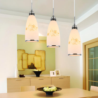 Adjustable Length Chrome Frosted Glass Pendant Light