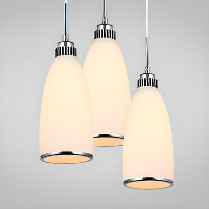 Adjustable Length Chrome Frosted Glass Pendant Light