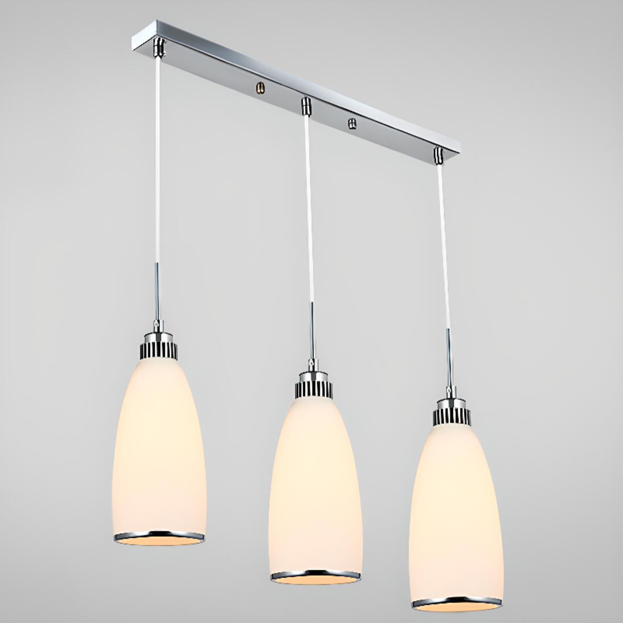 Adjustable Length Chrome Frosted Glass Pendant Light