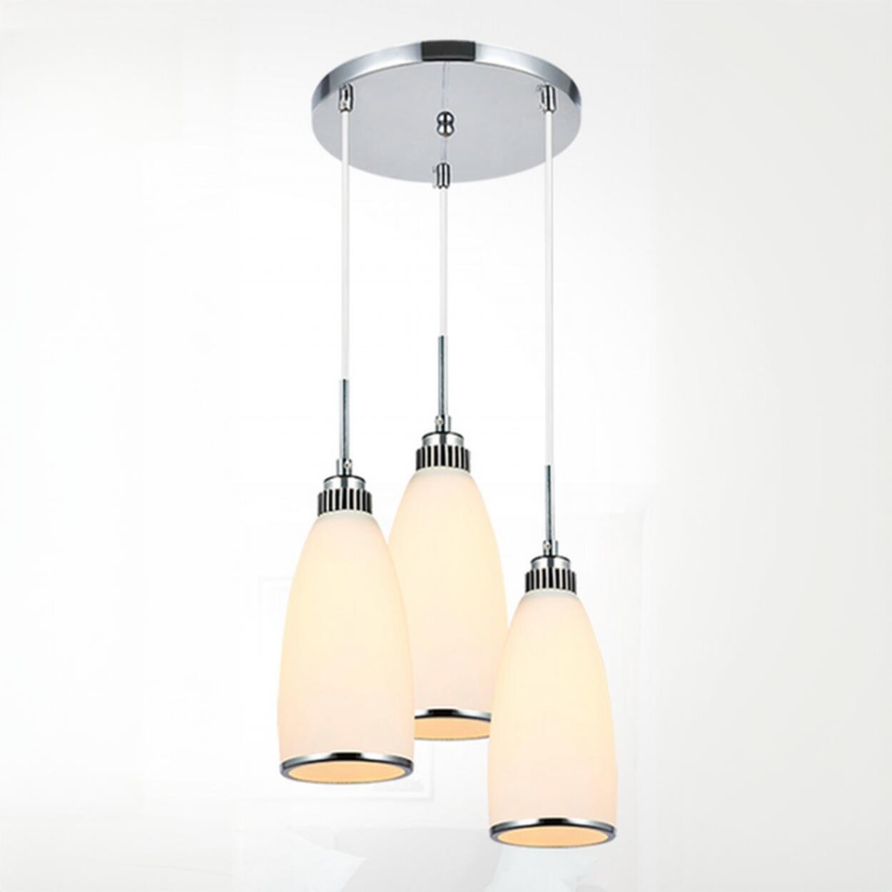 Adjustable Length Chrome Frosted Glass Pendant Light