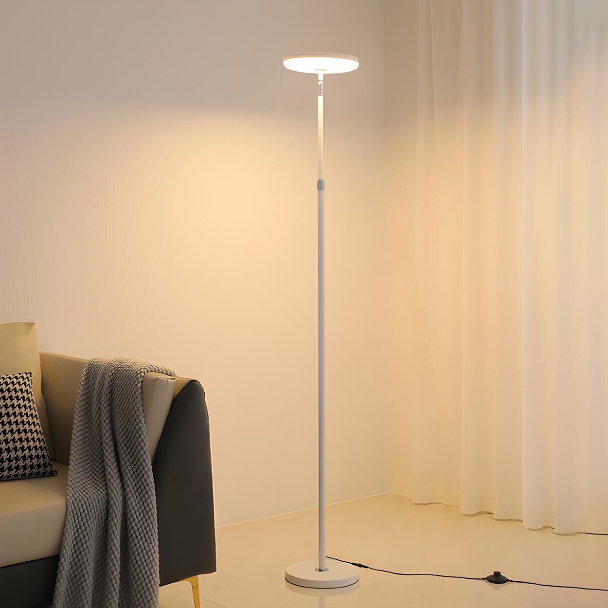 Adjustable Minimalist White Disc LED Floor Lamp