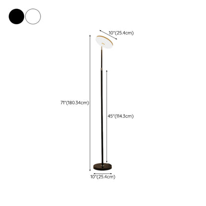 Adjustable Minimalist White Disc LED Floor Lamp