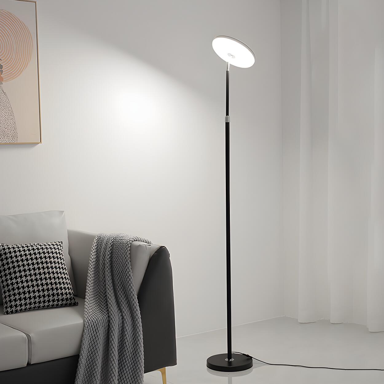 Adjustable Minimalist White Disc LED Floor Lamp