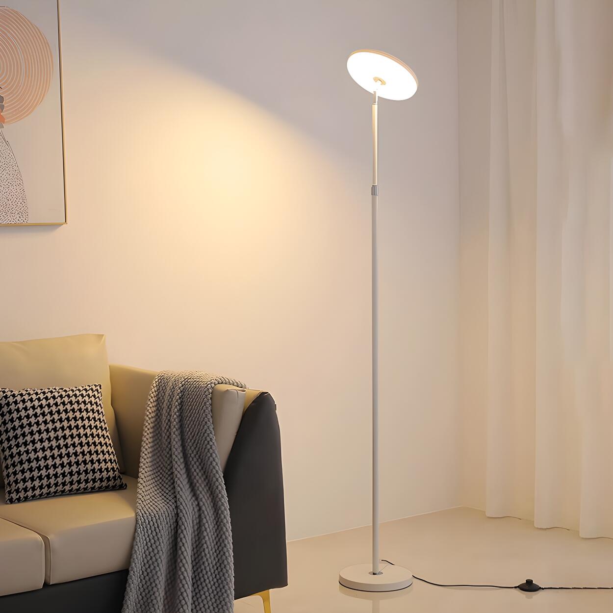 Adjustable Minimalist White Disc LED Floor Lamp