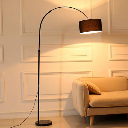 Adjustable Modern Drum Shade Arched White Floor Lamp