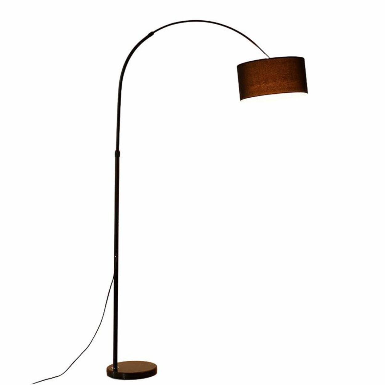 Adjustable Modern Drum Shade Arched White Floor Lamp