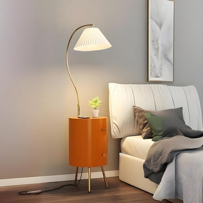 Adjustable White Modern Tripod Floor Lamp with Shelf