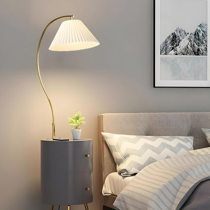 Adjustable White Modern Tripod Floor Lamp with Shelf