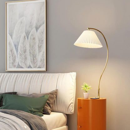 Adjustable White Modern Tripod Floor Lamp with Shelf