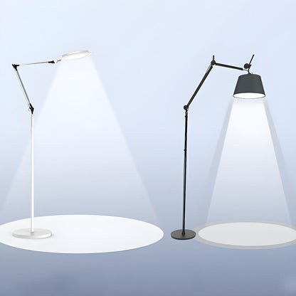 Adjustable White Round LED Swing Arm Floor Lamp