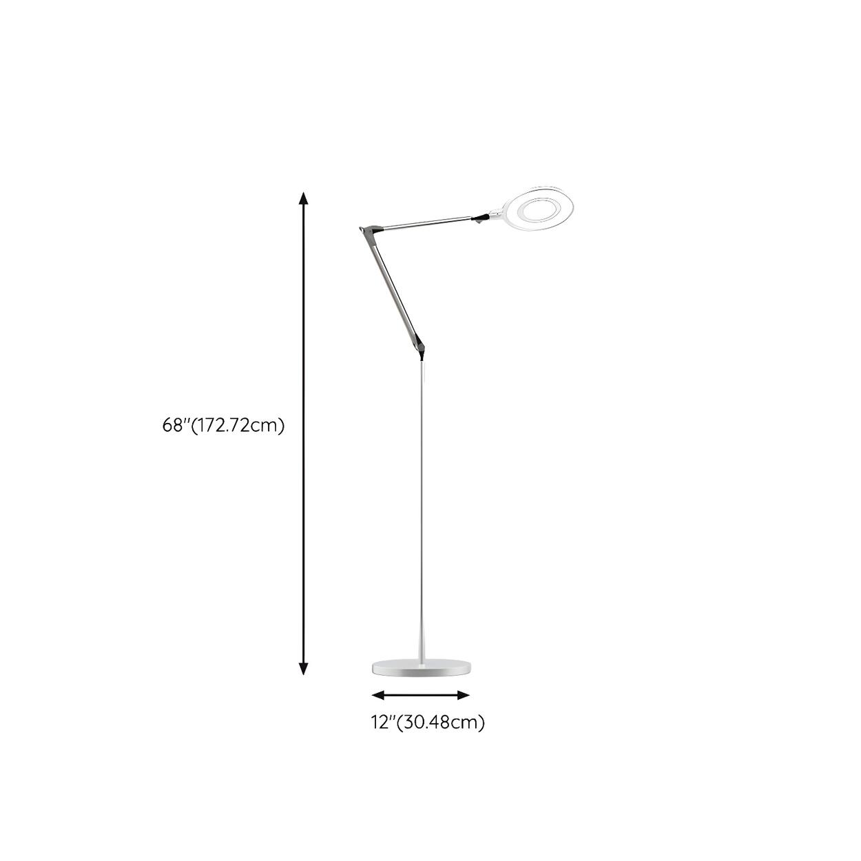 Adjustable White Round LED Swing Arm Floor Lamp