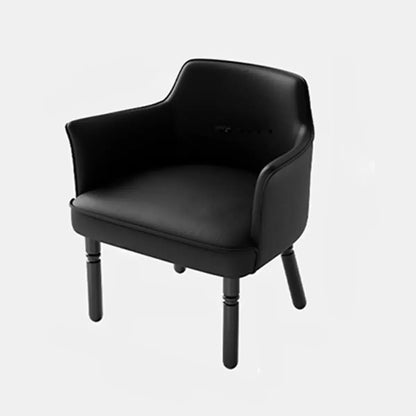 Amber Leather Square Arm Fixed Back Black leg Arm Chair