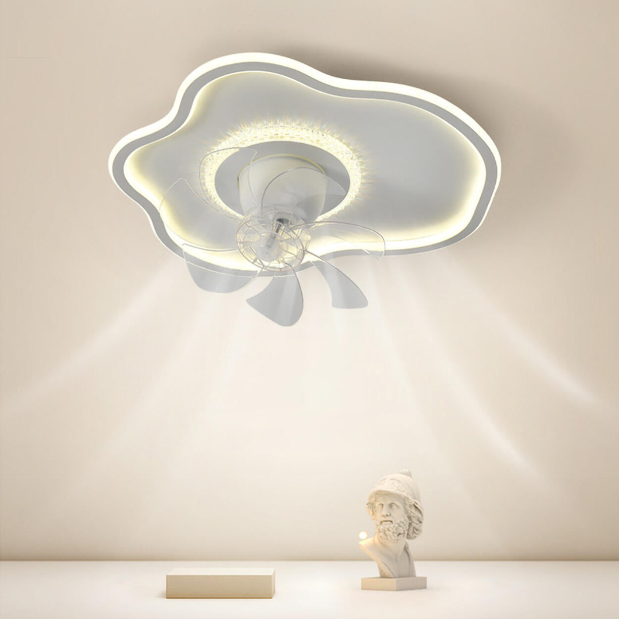 Artistic Cloud-Shaped Ceiling Fan with LED Lighting