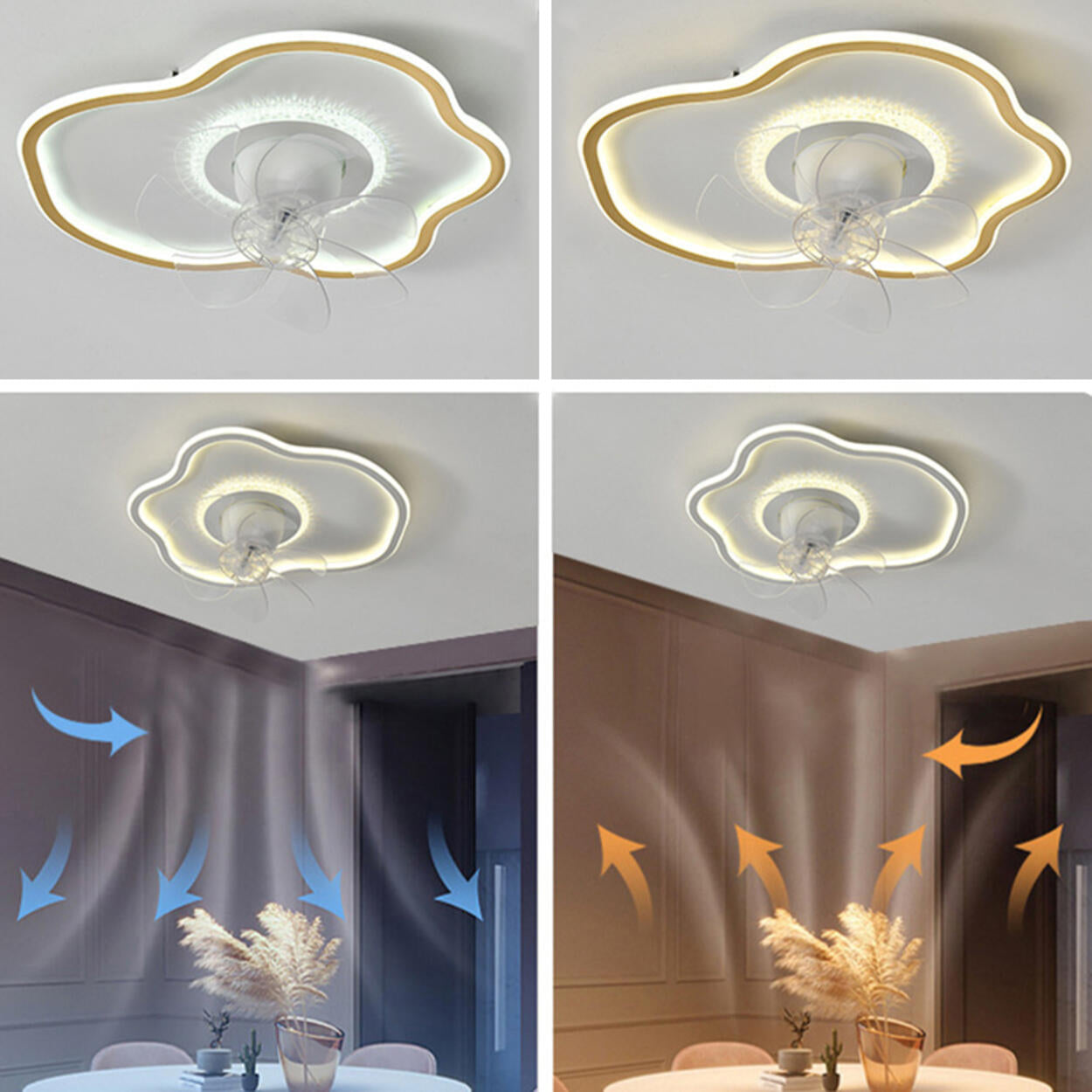 Artistic Cloud-Shaped Ceiling Fan with LED Lighting