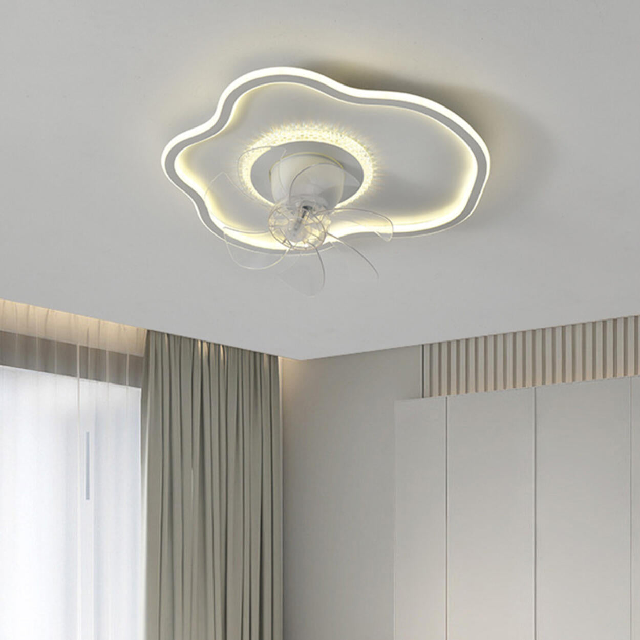 Artistic Cloud-Shaped Ceiling Fan with LED Lighting