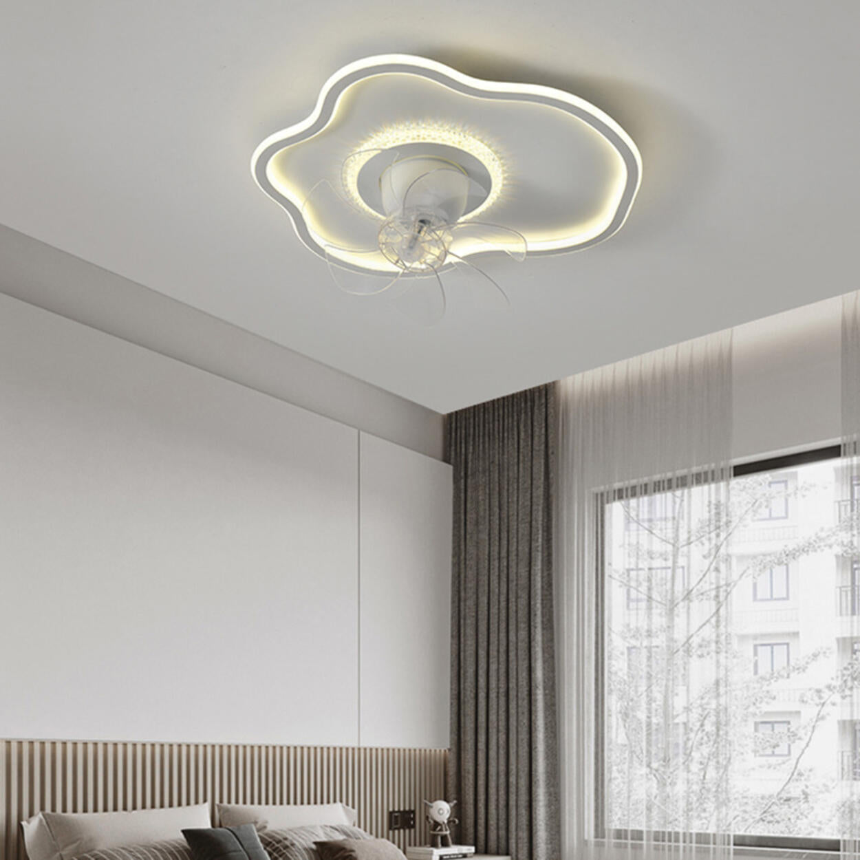 Artistic Cloud-Shaped Ceiling Fan with LED Lighting