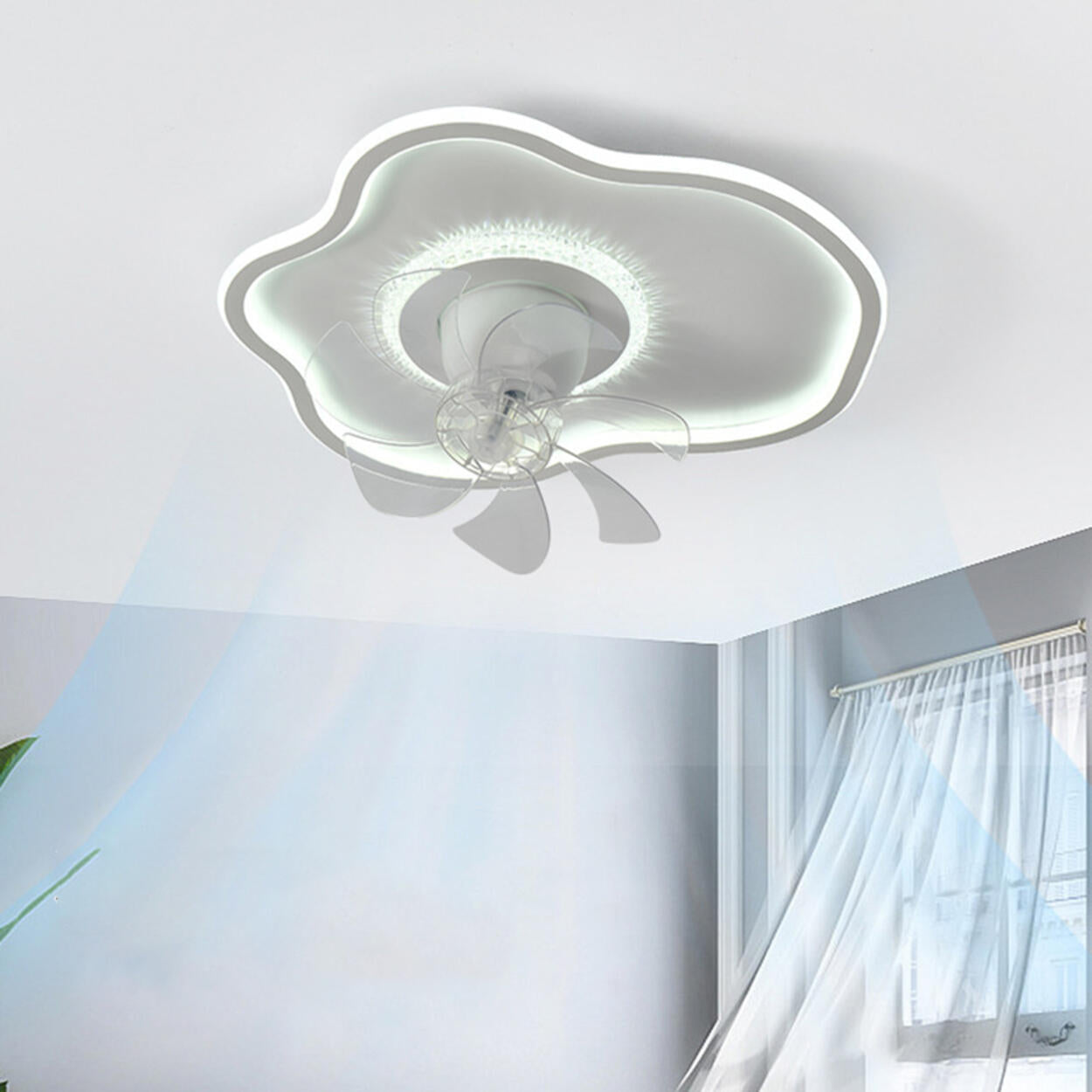 Artistic Cloud-Shaped Ceiling Fan with LED Lighting