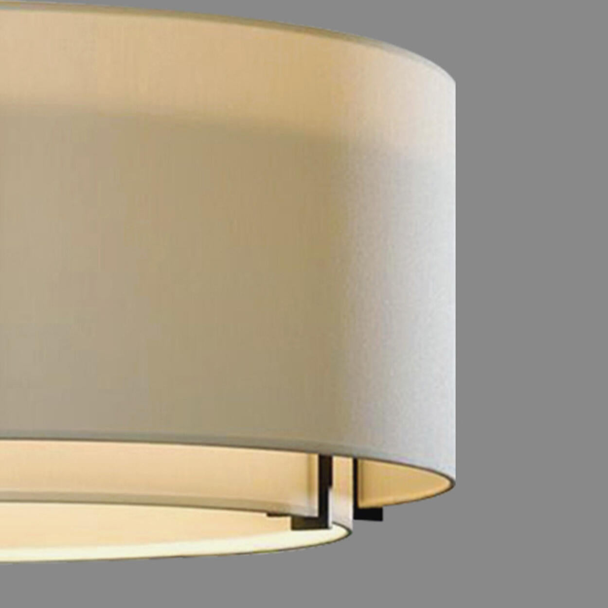 Bedroom Beige Two Cylinder Fabric Semi-Flush Mount Lamp