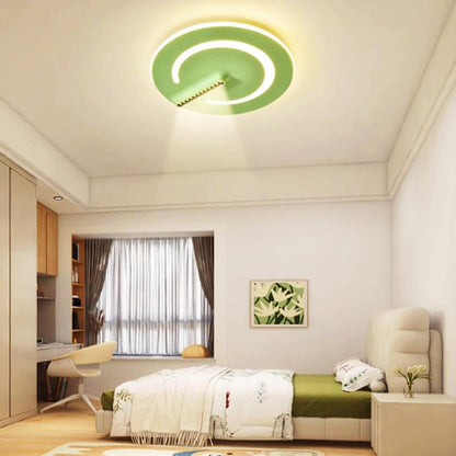 Bedroom Green Metal Circle Flush Mount Ceiling Light